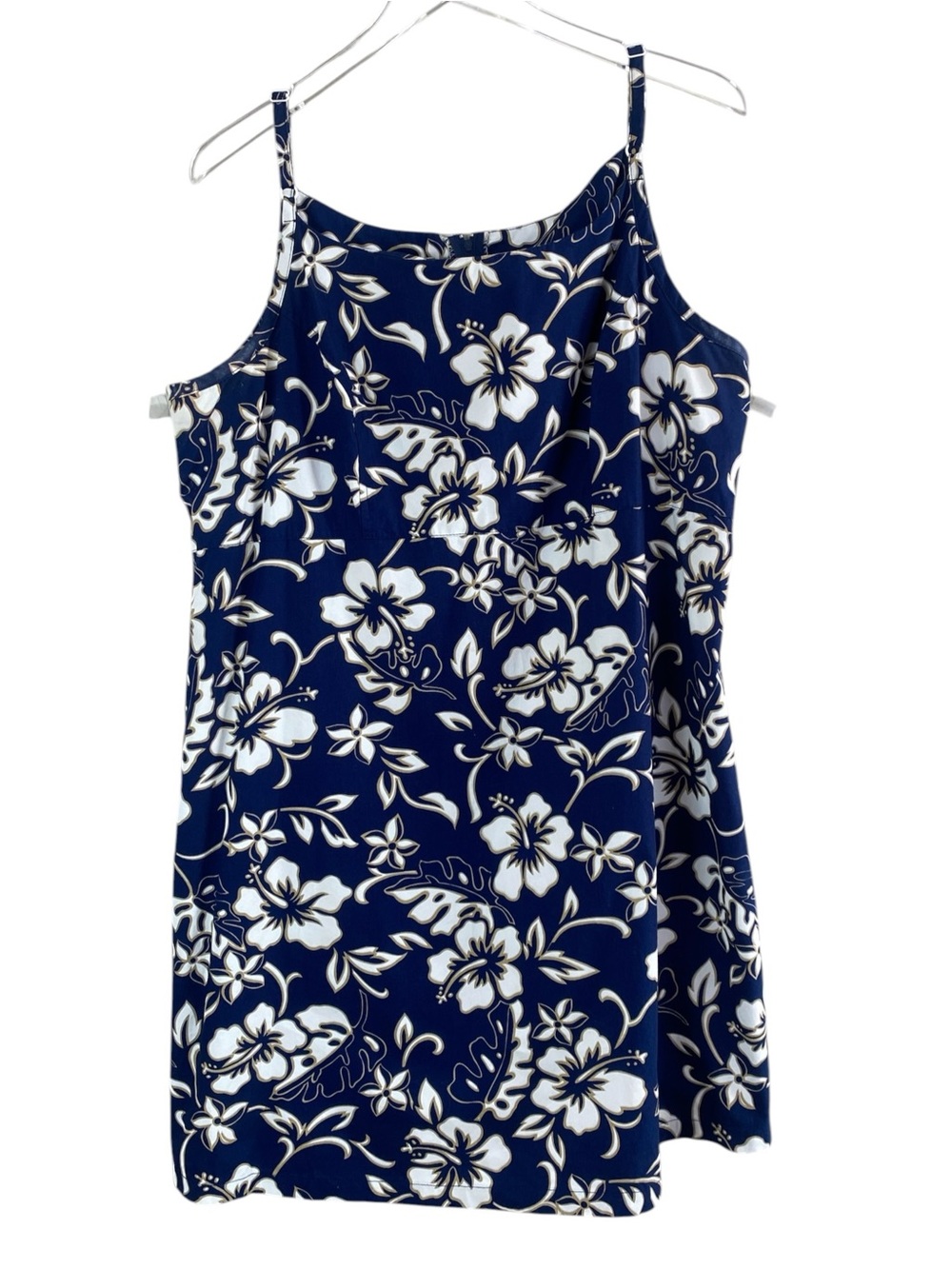 Hilo Hattie Blue Tropical Hibiscus Aloha Mini Dress Size XL